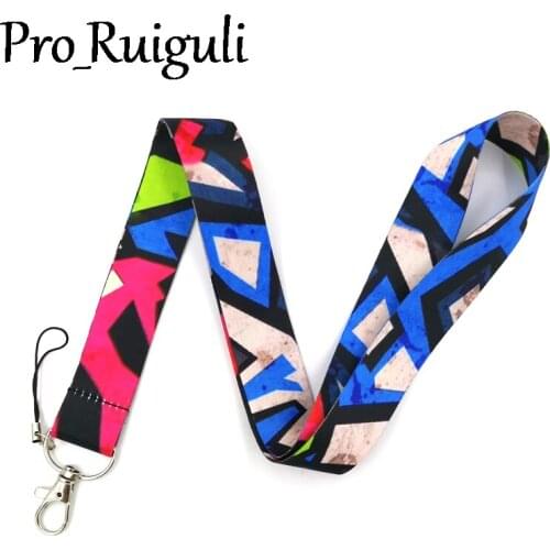 30pcs Geometric pattern vintage Neck Strap Lanyards ID badge card holder keychain Mobile Strap Gift webbings ribbons decorations