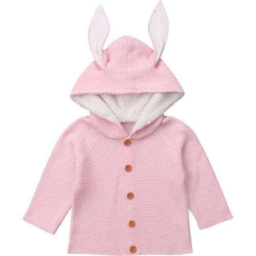 Newborn Toddler Infant Baby Girl Boy Rabbit Ear Knitted Sweater Cardigans Coat Outerwear