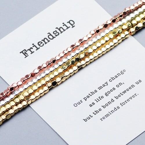 WLYeeS 3mm Cube RoseGold Silvers Hematite Loose Natural Stone Beads for Jewelry Braccelet Necklace Earring Making DIY 140Pcs/lot