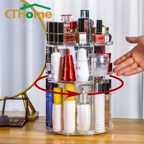 Storage Box 360 Cosmetics Acrylic Transparent Large Capacity Drawer Black Jewelry Makeup Organizer Acryl Contain Light Luxury