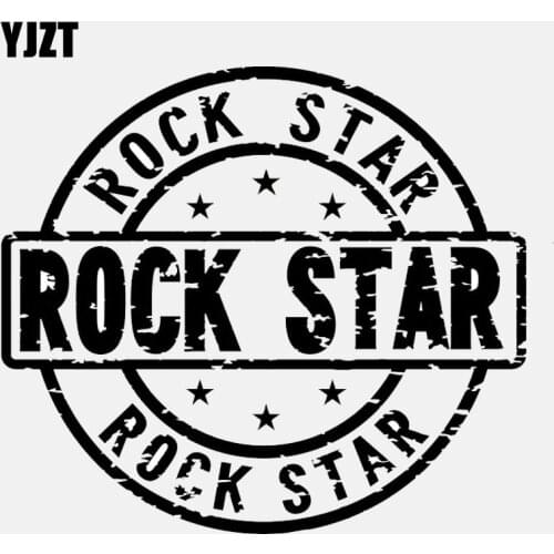 YJZT 15.2CM*13.6CM Fashion Rock Star Round Window Vinyl Black/Silver Car Sticker C22-0670