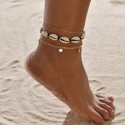 Jewelry for feet star shell anklet chain anklets beach charms boho beach jewelry for women birthday gift beach jewelry