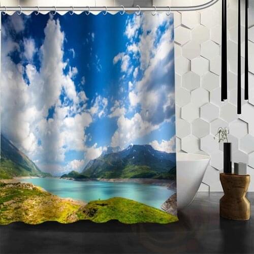 Best Nice Custom Beautiful Mountain Range Shower Curtain Bath Curtain Waterproof Fabric Bathroom MORE SIZE WJY&50
