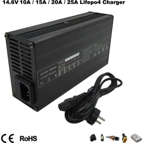 12V 10A LiFePO4 Battery Charger 14.6V 5A 8A 10A Charger XLRM GX16 XT60 XT90 Connetor for 4S 12 Volt 40A 50A 80A 100A LFP Battery