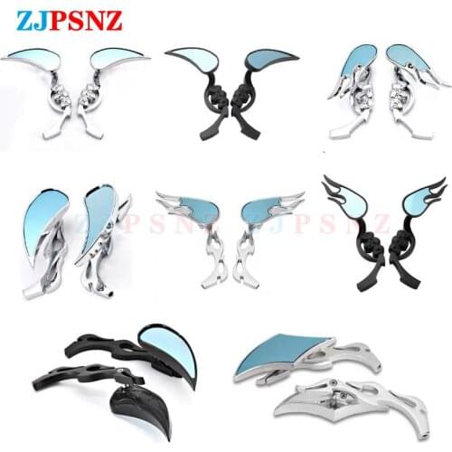 8mm 10mm Motorcycle Rearview Mirror Flame Skeleton Skull Head Scooter Cruiser Moped ATV Motorcycle Refit Back View Mirror