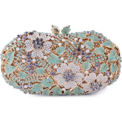 Luxury Wedding Bridal Crystal Evening bags Clutch bag Hollow Out Floral Diamond Women’s Party Purses Handbags Fashion gift bags