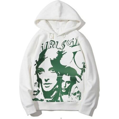 Women Loose Hoodies Autumn Winter Female Portrait Printed Pattern Hooded Pullover Hoodies Oversize Sweatshirts