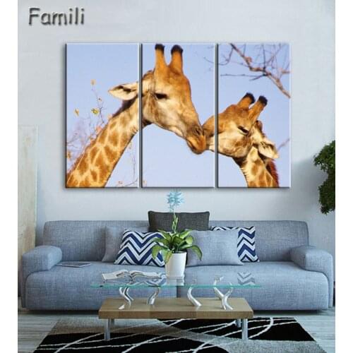3 Picture Wall Art Canvas Printed Oil Painting Decorative Animal Giraffe Picture for Home Decor Art Canvas Cuadros Decoracion