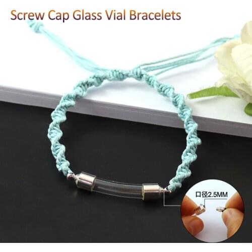 3PCS 6MM Curve Tube Screw Cap Premade Cotton Rice Vial Bracelet Wishing Bracelets Urn Keepsake Jewelry For Friend Gift