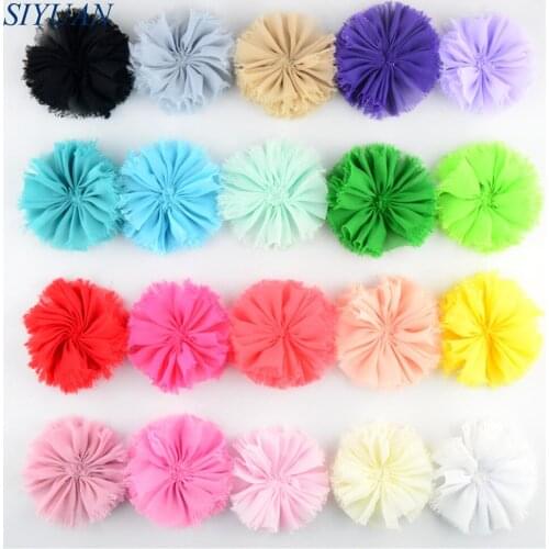 30pcs/lot 20 Color U Pick 3.15 Inch Frayed Chiffon Shabby Ballerina Flowers Unfinished Flat Back DIY Hair Accessories TH217