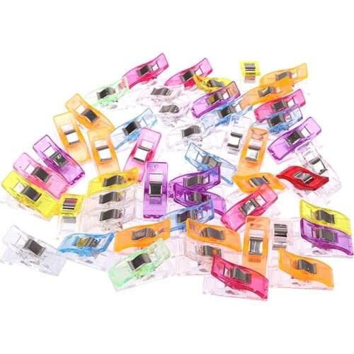 50pcs/lot 2.7*1cm Multicolor DIY Job Foot Case Supplies Plastic Clip Fabric Clamps Patchwork Hemming Sewing Accessories Tools