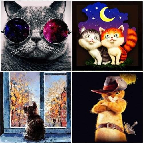 5D Diamond Painting Embroidery Cartoon oil painting cat Resin Full Square Drill Home Decoration Full Round Animal Cross Stitch