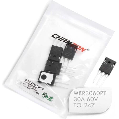 5 Pcs) MBR3060PT Schottky Barrier Rectifier Diodes 30A 60V TO-247 (TO-247AD) 30 Amp 60 Volt MBR3060 PT