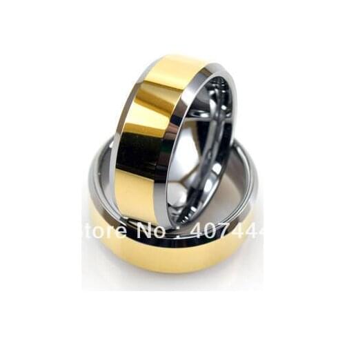 Free Shipping!Wholesales USA Hot Sales E&C Jewelry Mens Tungsten Two-Tone Ring With Hi-Polish Finish His/Her Best Wedding Ring