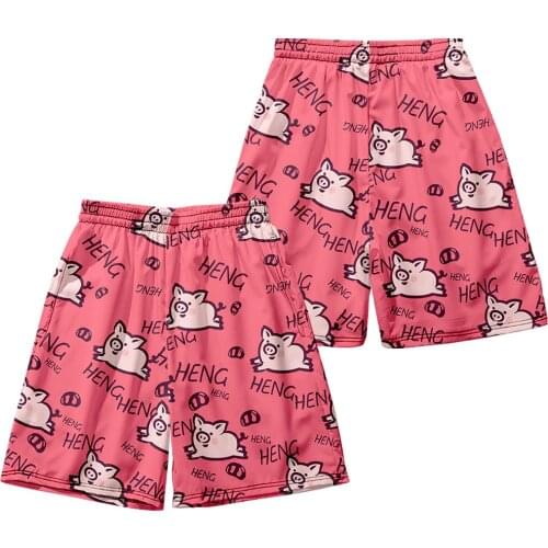 Quick Dry Mens Gym Pink Pigs Print Short Pants Summer Running Shorts Men Sports Jogging Fitness Shorts