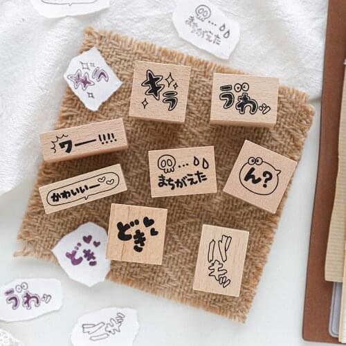 Little Mood Series Wooden for Rubber Stamps Mounted for Making Cards Craft Diary Planner Wooden Stamp