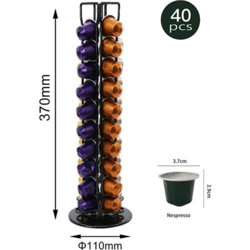 2021 Nespresso Pod Holder Black Rack Rotatable Plating Stainless Metal Capsule Coffee Pod Holder Storage 40 PCS Capsules Racks