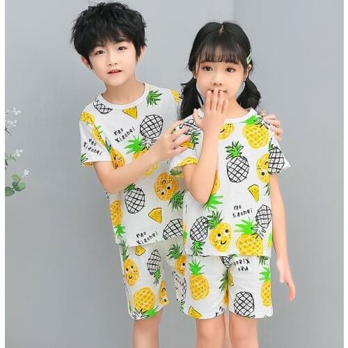 Children Short Sleeve Pajamas 2020 Summer Boy Girl Sleepwear Cartoon Baby Nightwear Child Gift Kids Lovely Pyjamas Set