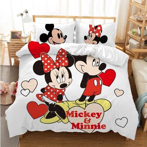 Disney Cartoon Mickey Minnie Bedding Set Twin Full King Single Double Duvet Cover Pillow Cases Girl Boy baby Gift