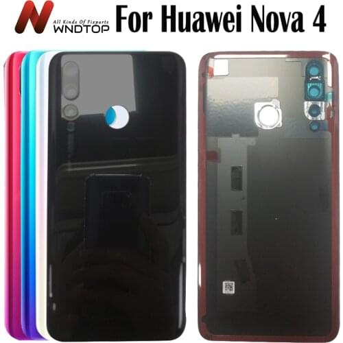 For Huawei Nova 4 Battery Cover Rear Glass Door Back Housing Case VCE-TL00 VCE-AL00 Battery Cover With Camera Lens Replacement