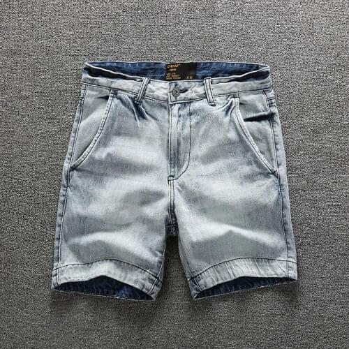 New Denim Shorts Mens Summer Shorts Washed Old Straight Five Pants Men’s Classic Relaxed Fit Five Pocket Jean Short