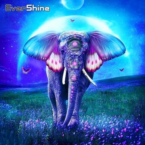 EverShine Diamond Mosaic Elephant Full Square Diamond Painting Animals Cross Stitch Rhinestones Art Hobby Bead Embroidery Gift