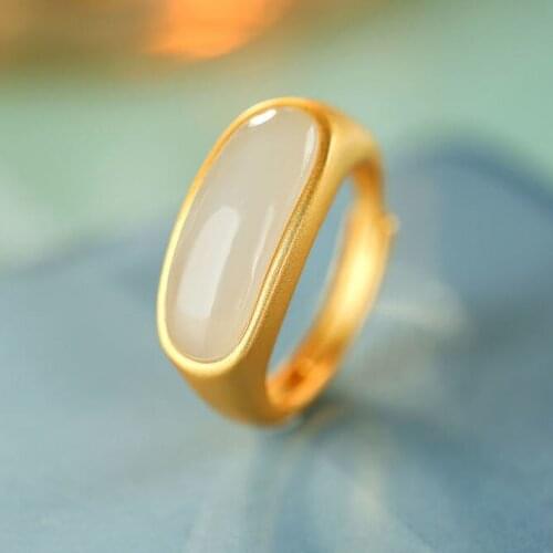 Natural Hetian Jade Smoke Mauve Jade Ring Saddle Pillow Forefinger Ring Womens Fashion High Sense Open Ring Circle Adjustable