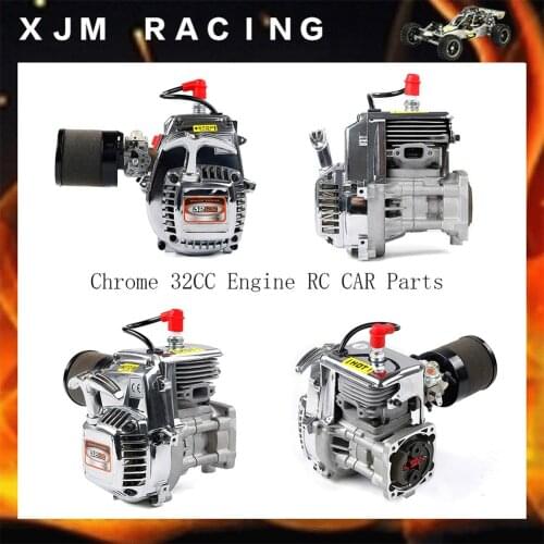 Chrome 32CC 2-Stroke 4 Bolt Engine with Ait Filter for 1/5 Hpi Rovan Km Mcd Gtb FG Ddt Fid Racing Baja Losi Rcmk Goped Redcat