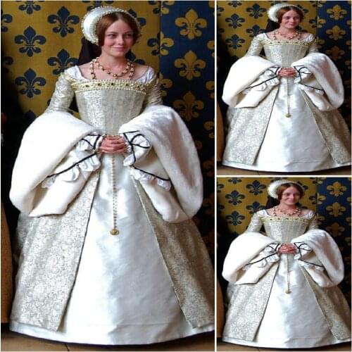 History!Customer-made Luxs White Vintage Costumes Renaissance Dresses Steampunk dress Gothic Cosplay Halloween Dresses C-1154