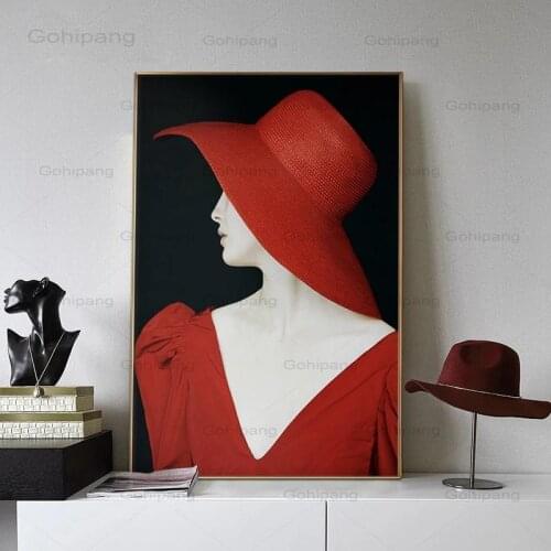 Canvas Painting Modern Light Luxury Hat Beauty Figure Corridor Living Room Sofa Background Wall North European Style Decorative