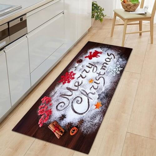 Christmas Carpet 3D Flannel Kitchen Mat Anti-slip Door Mats Home Bathroom Floor Mats New Year Decor Rug Xmas Decor Doormat Rugs