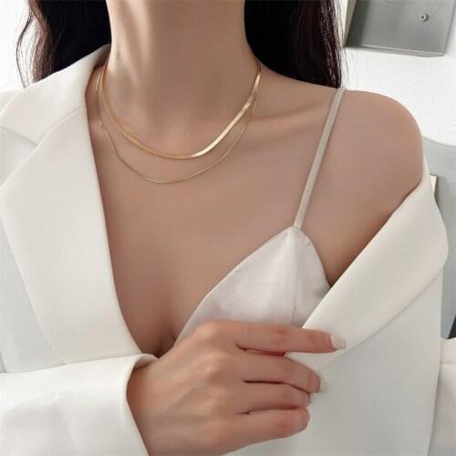 Kpop Women Neck Chain Gold Color Choker Necklaces Thin Chain On The Neck Minimalist Pendant Jewelry 2021 Chocker Collar For Girl