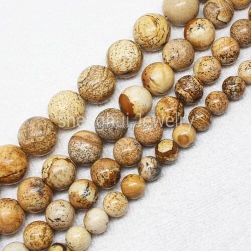 Natural Yellow Picture Stone 4,6,8,10,12,14,16mm Round Beads,For Jewelry making ,provide mixed wholesale for all items
