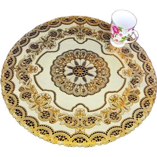 2021 Hot lace PVC Gold plastic table place mat pad cloth cup wedding dining tea coffee coaster placemat mug doily drink kitchen
