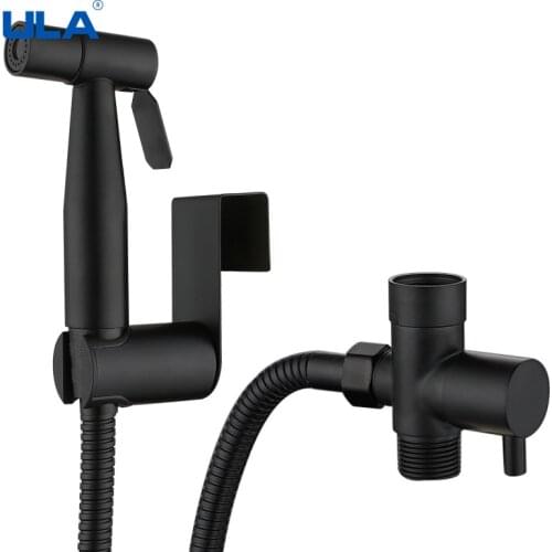ULA Brushed/Black Toilet Bidet Faucet Sprayer Stainless Steel Bathroom Hand Bidet Spraye Set Toilet Self Hygienic Shower Enema