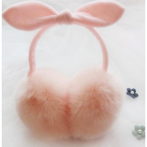 CUHAKCI Fashion Women Earmuffs Winter Warm Comfort Earmuffs Girls Pink Lovely Adult Earmuffs Rabbit Fur Ear Cache Oreilles