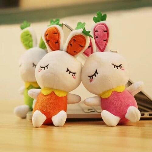 Fashion cute 16cm plush rabbit long ears Keychain bag decoration Pendant soft high quality christmas festival gift kid friend