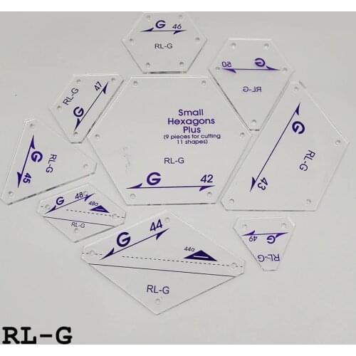 9pcs Triangle & quadrilateral & pentagon & hexagon Ruler Set Patchwork Template Set #RL-G