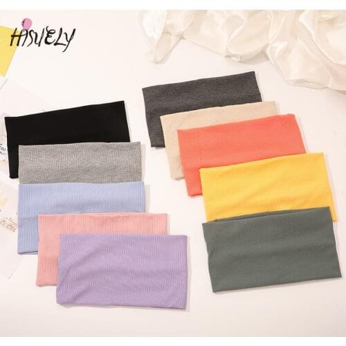 New fashion high elastic sports headband female large solid color headband popular knitted striped yoga hair accessories SY61