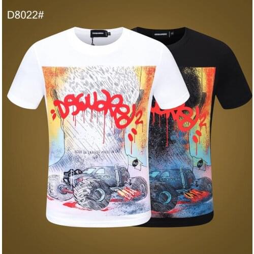 2021 New Men Women O Neck Short Sleeve T Shirt Locomotive Letter Print T-shirt Casual Cotton Dsquared2 Hip-Hop Tops Men