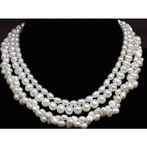 New Favorite Pearl Wedding Necklace 5-9mm Baroque White Color Genuine Freshwater Pearl Fine Jewelry Nice Women Gift