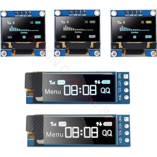 0.91inch 0.96 inch OLED IIC White/YELLOW BLUE/BLUE 12864 OLED Display Module I2C SSD1306 LCD Screen Board for Arduino