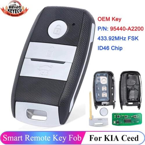 KEYECU OEM Genuine P/N: 95440-A2200 Smart Remote Key Fob 3 Button 433.92MHz FSK for Kia Ceed 2015 2016 2017 2018 with ID46 Chip