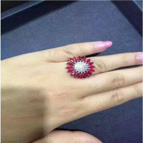 Original ruby ring Free shipping Natural real ruby 925 sterling silver Fine handworked jewelry 16pcs Gem 2*4mm