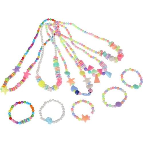 1Set new child beads necklace colorful girls bubblegum handmade for kids toy