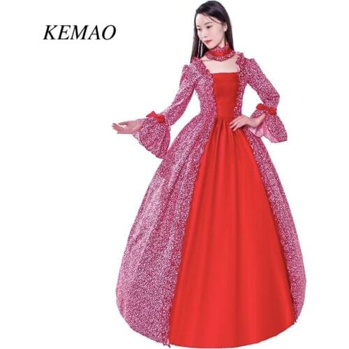 Prom dress Victorian Rococo Costume Womens Adults' Dress Purple Vintage Cosplay Flocked Long Sleeves Bell Ankle Length