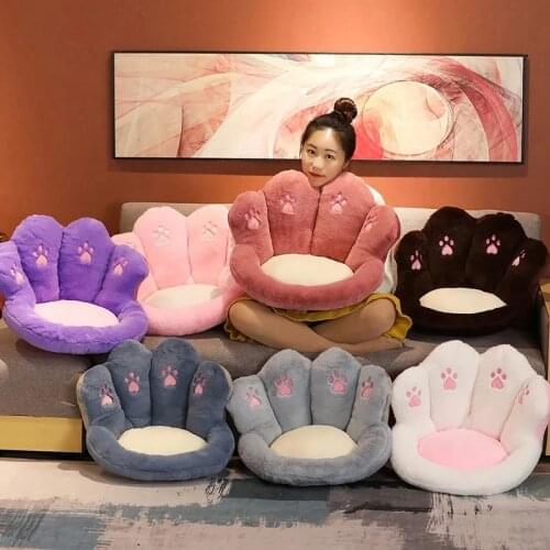 Pink Cat Paw Chair Seat Cushion Crown Shape Blue Grey Plush Pillow Soft Stuffed Sofa Back Rest NonSlip Floor Cushion 40*45CM