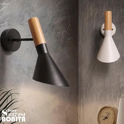 Industrial Sconces American Nodic Led Wooden Iron Wall Lights For Bedroom Simple LOFT Wall Lights Swing Arm