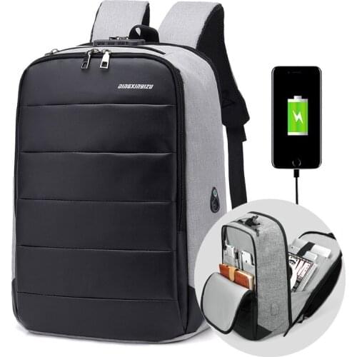 New 2020 Male Travel 15 inch Laptop Backpack Water Resistant Anti-Theft Bag with USB Charging Port Men College School Bags