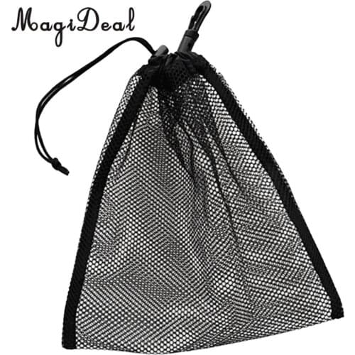 Durable Snorkeling Diving Mesh Nets Bag Pouch Kayak Boat Golf Tennis 30 Ball Carrying Holder Storage Clip On Caddy Pouch 20x24cm